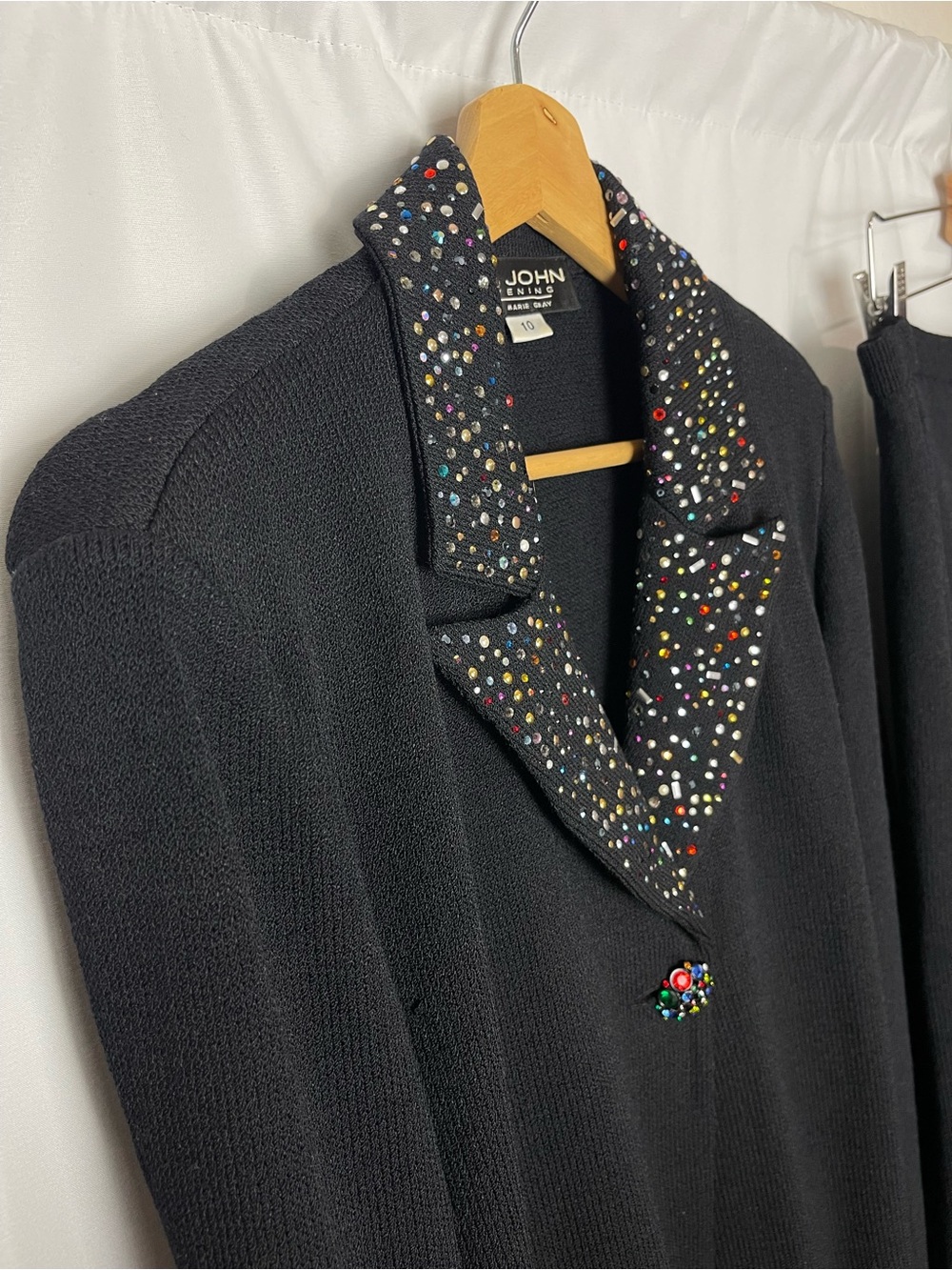 St John evening knit rhinestones embellished 2 pic set suit size 10 - Picture 6 of 11